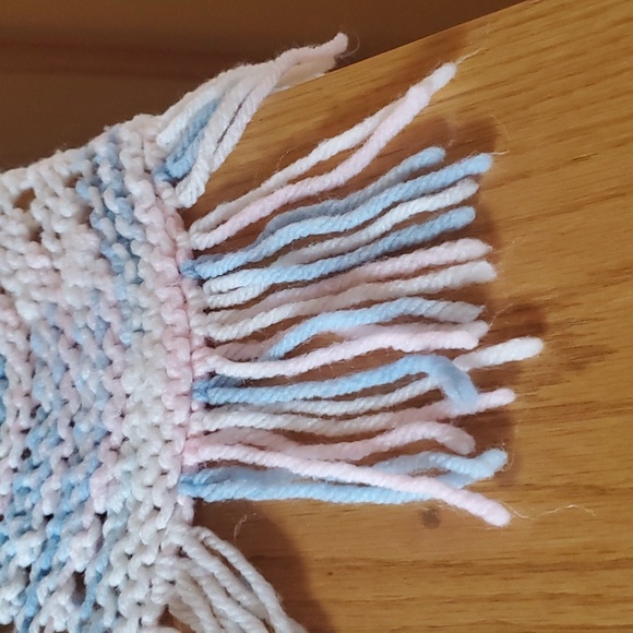 New Unused Vintage Crocheted Baby Afghan/Blanket, Pink,Blue,White, 50x45, Gorg! - Picture 6 of 13